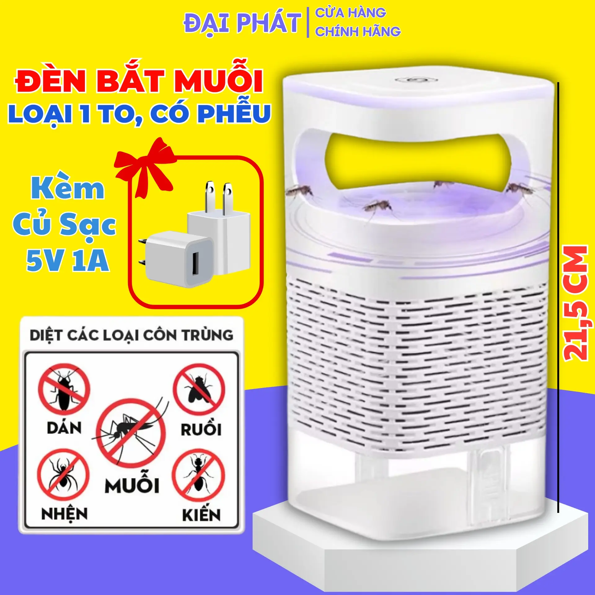 [Hàng Loại 1] Đèn Bắt Muỗi Tự Động - Máy Bắt Muỗi Thông Minh Hút Côn Trùng - Công Nghệ Đèn LED Kiêm Đèn Ngủ Sạc USB