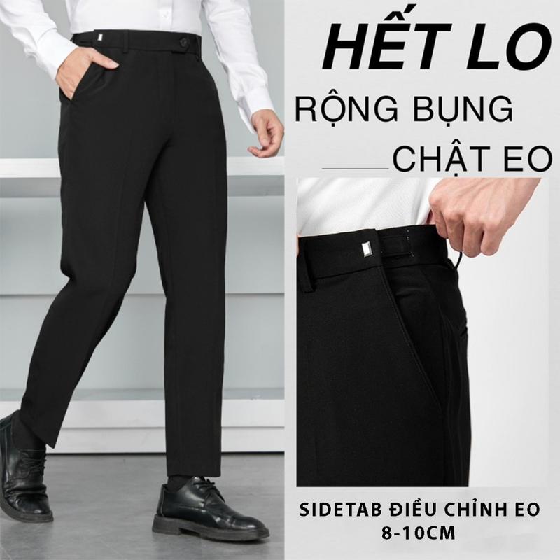 [HÀNG VIỆT - VẢI ĐẸP] Quần Âu nam Sidetab chỉnh eo dáng baggy ống xuông Hàn Quốc co giãn nhẹ AT1988 STORE- QTCAP Menswear Pants Nhung Đen Ong Lưng Cao Có Túi