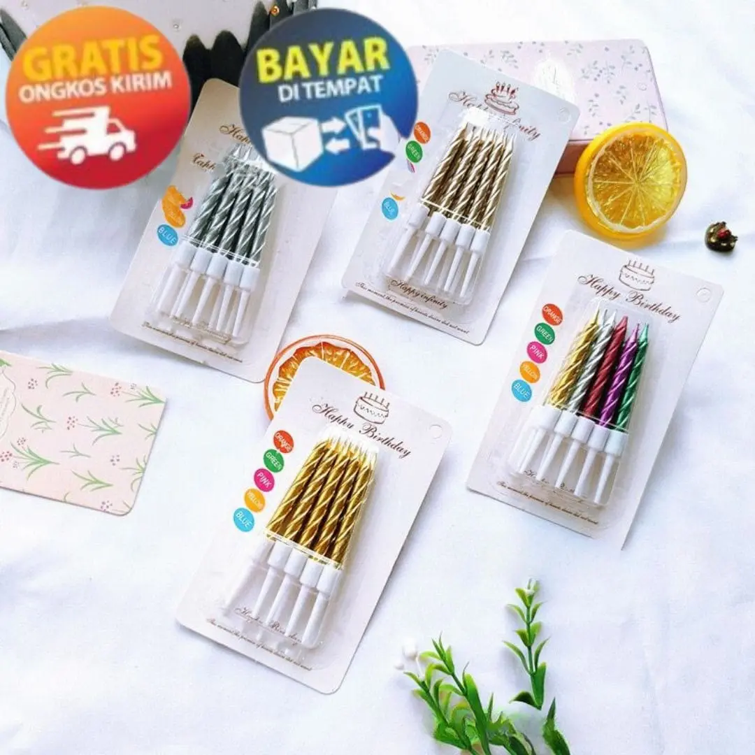 KP187 - LILIN ULIR METALIK ISI 10 LILIN SPIRAL METALIK LILIN ULANG TAHUN BIRTHDAY CANDLE PREMIUM
