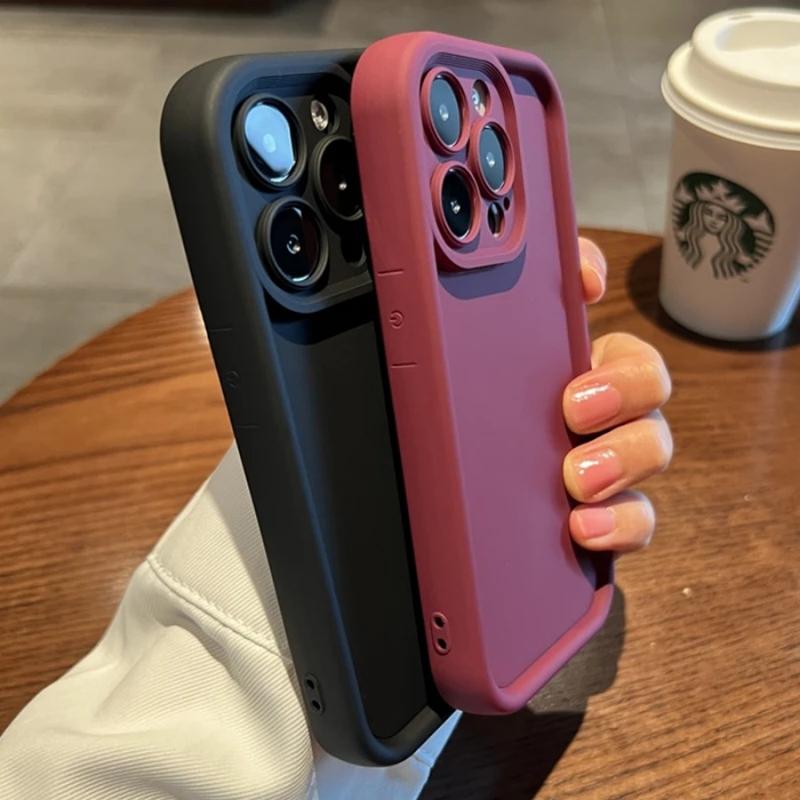Product Introduction of Sarung Telefon Silikon, Reka Bentuk Mudah, Warna Pepejal, Serasi dengan iPhone 15, 14, 13, 12, 11 pro Max Plus, Penutup Belakang Kalis Kejutan, Penutup Kamera Gula-gula Comel 3