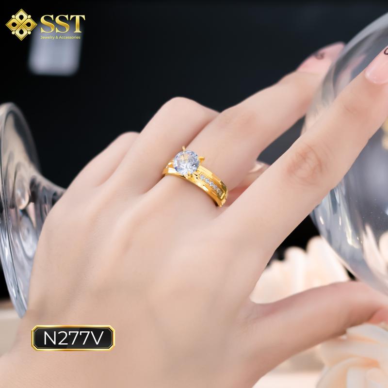  Nhẫn nữ Titan SST Phối Đá Cao Sang Không Đen Gỉ N277 