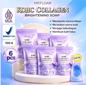 [6 PCS] Mefloar Sabun KOJIC Soap Collagen Original Mencerahkan Memutihkan Kulit Sabun Wajah dan Badan