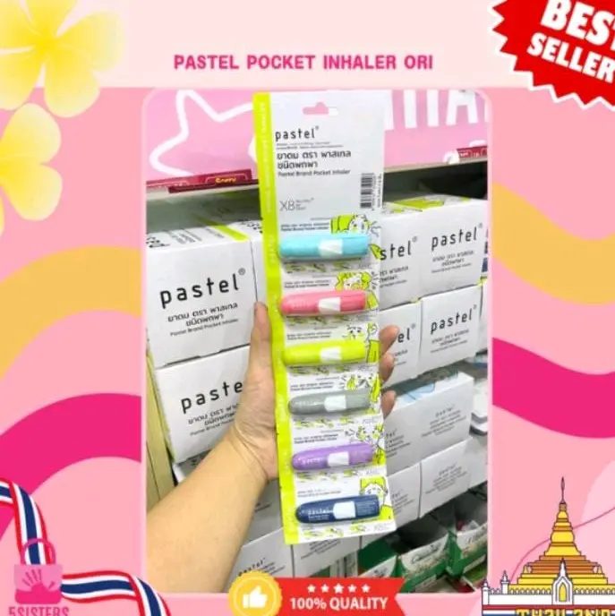PASTEL POCKET INHALER KEMASAN BARU ORI THAILAND minyak angin pelega hidung tersumbat