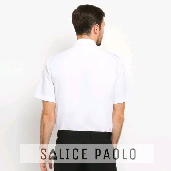 Kemeja Pria Salice Paolo/Polo Alessandro Lengan Pendek Kantong Dua Pangkat 1