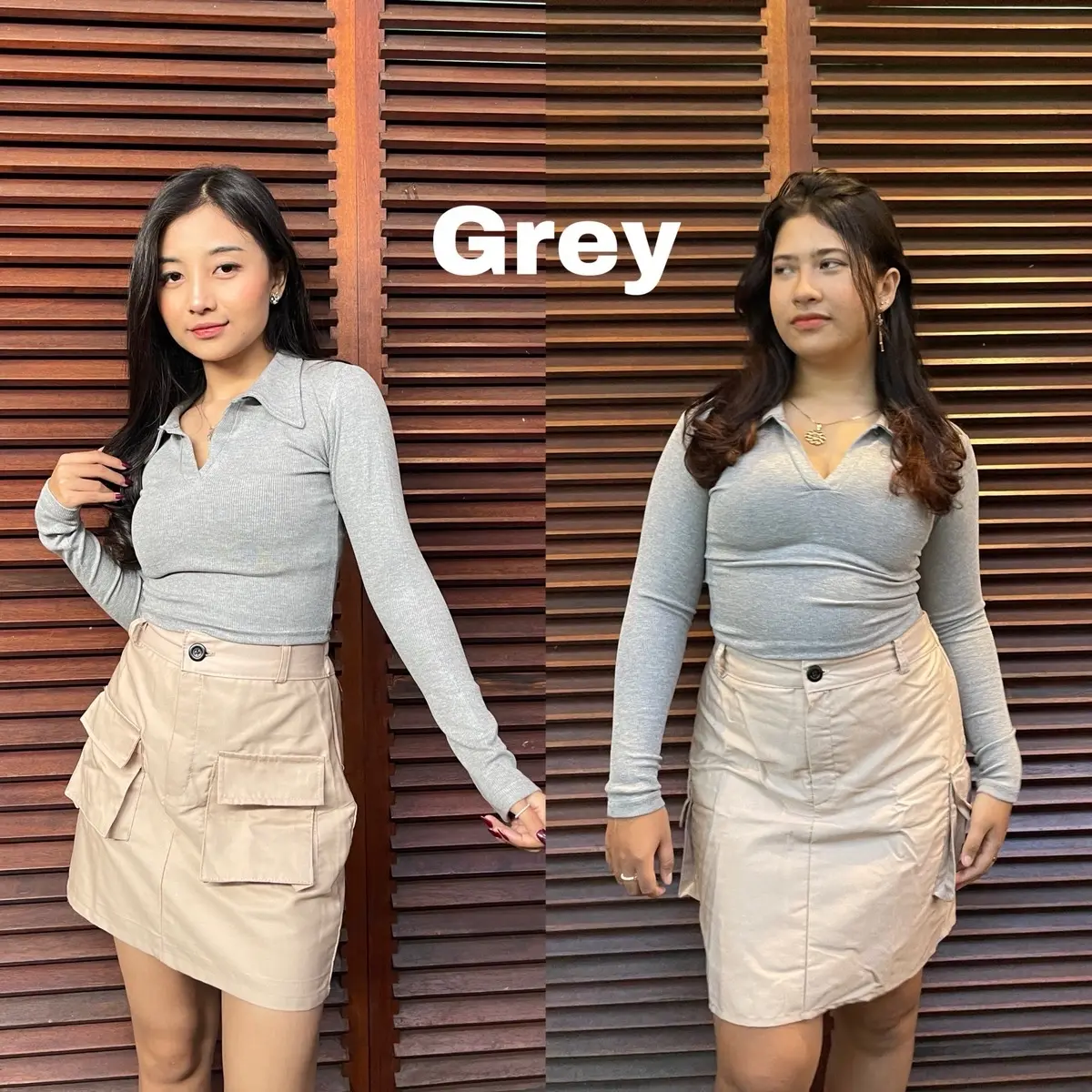 Crop lola panjang RIB LENGAN PANJANG wanita polos atasan top melar baju Basic