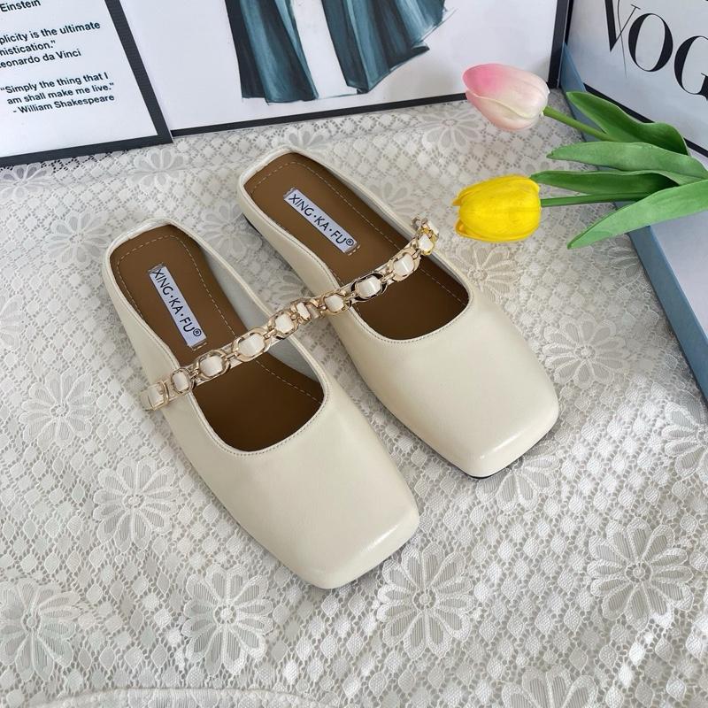 Giày Sục Nữ Da Mờ Mũi Vuông Đế Mềm Dẻo Êm Chân Hàng Cao Cấp PT06 Phom Chuẩn