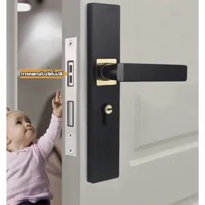 Pegangan Pintu 1 Set Model Kekinian Handle Lock Door Hitam Doff Premium Bedroomiving Room Kunci pintu kamar tidur sederhana,elegan,berkelas tinggi, senyap, tipe hitam universal.