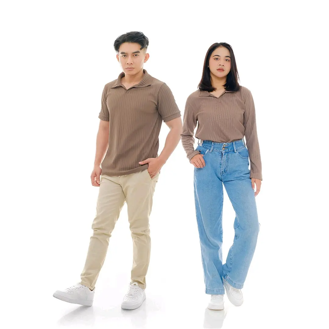 2 PCS KEMEJA COUPLE KOREAN STYLE  KEMEJA OUTER Baju Pasangan Cewek Kain Panjang Polos Motif