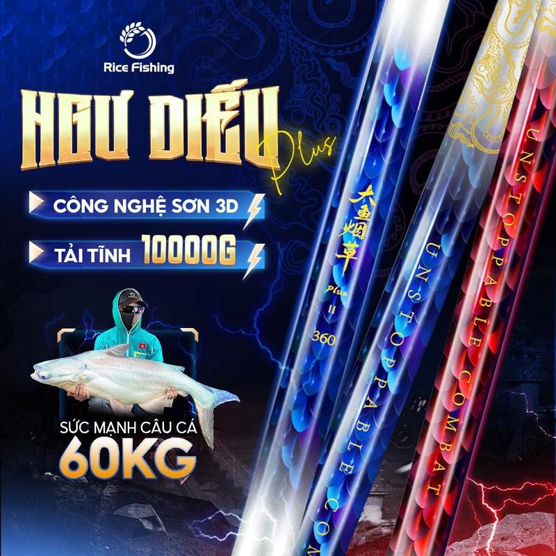 Cần câu đài NGƯ ĐIẾU PLUS carbon T1100+40T+30T săn hàng tổng hợp RICE FISHING