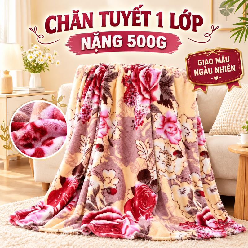 Chăn mền lông tuyết 1.6x2m mềm mịn 500G MỎNG gọn nhẹ văn phòng chăn mỏng nhẹ ( GIAO MẪU NGÂU NHIEN)
