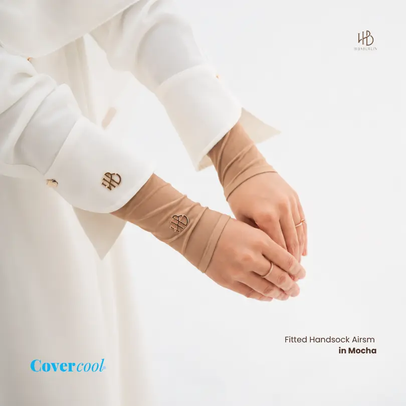 HIJABERLIN - Fitted Handsock Manset Lengan Panjang I Manset Haji Umroh , Sarung Tangan Sholat Manset Umroh