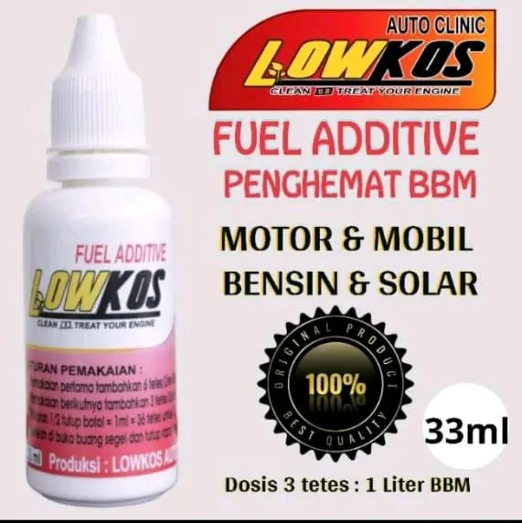 BISA COD LOWKOS 33 ML Fuel Additive Penghemat BBM Motor dan Mobil untuk Mesin Bensin dan Diesel 1