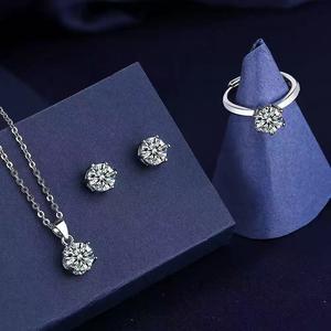 Bộ Trang Sức 3 Món Nữ Có Khí Chất - Nhẫn 6 Ngón Tay Điều Chỉnh + Dây Chuyền + Bông Tai Đá Kính, Kinh Điển Đẹp Trai Giá Trị Cao