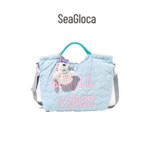 กระเป๋าโท้ทความจุขนาดใหญ่ SeaGloca, กระเป๋าอบอุ่น, สำหรับการเดินทาง, กระเป๋าสะพายปักลายผู้หญิง, สำหรับผู้หญิง, หมายเลขรายการ 1987