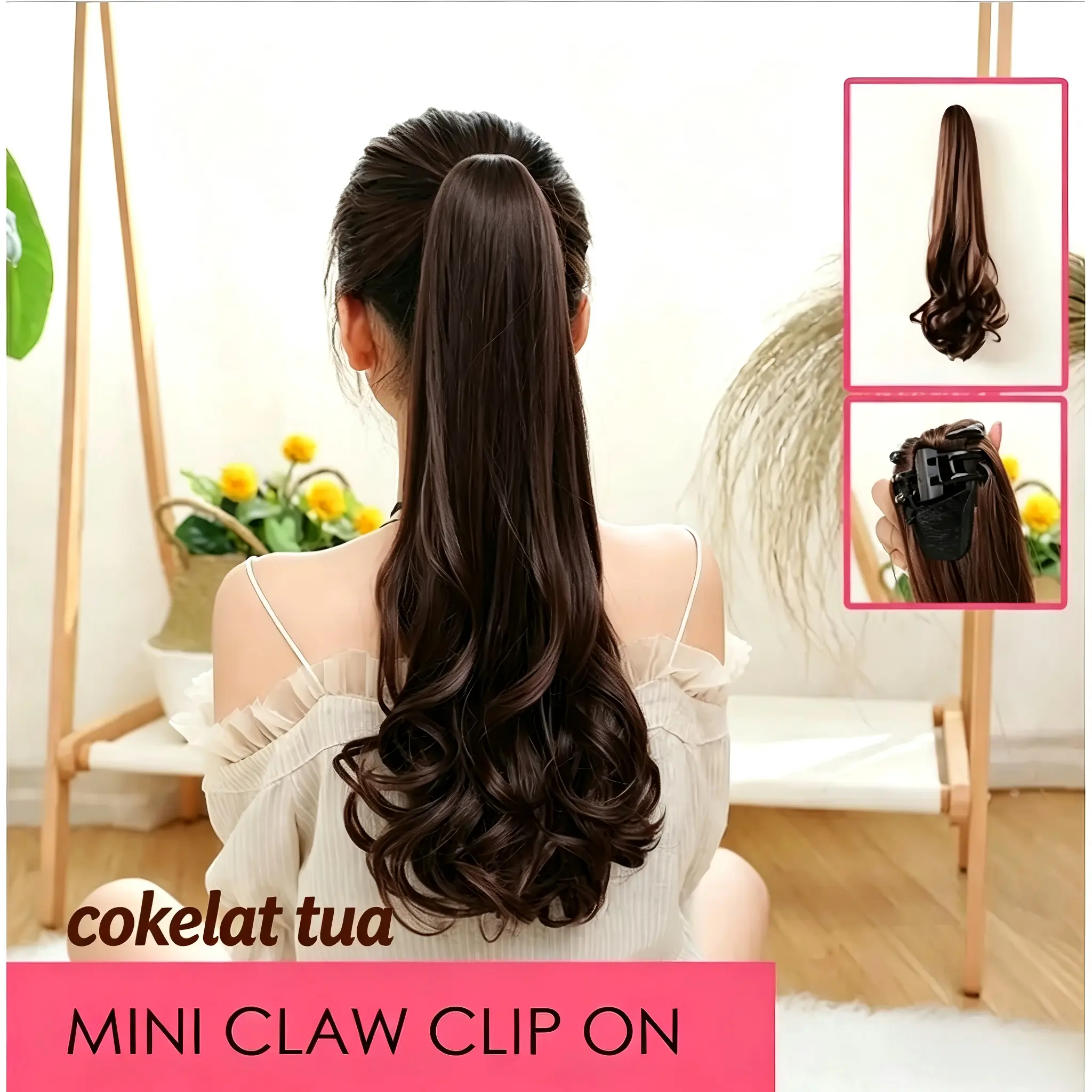 Rambut berkualitas tinggi Hitam Coklat35cm