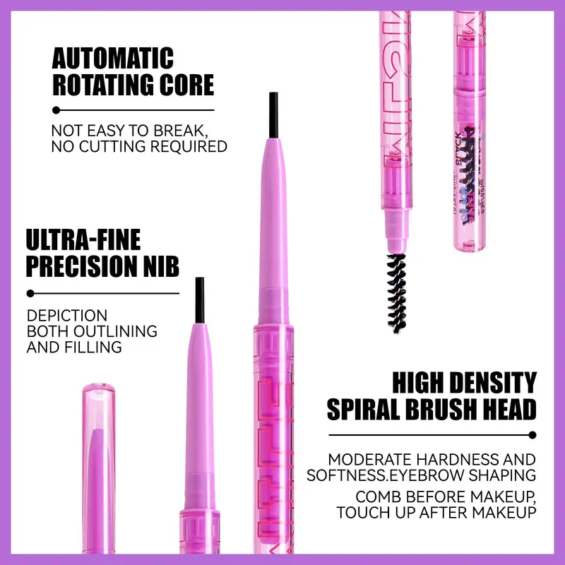Double-ended Eyebrow Pencil, 1 Count Waterproof Long Lasting Eyebrow Pencil, Brow Styling Brush, Eye Brow Makeup Tool for Women, Cosmetic 8