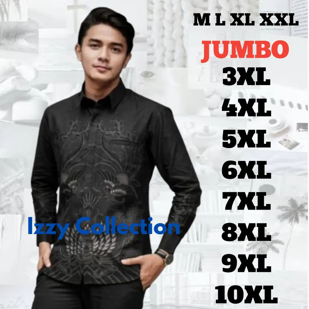 kemeja batik pria jumbo lengan panjang reguler fit Baju Katun Lembut Motif Nyaman Slimfit