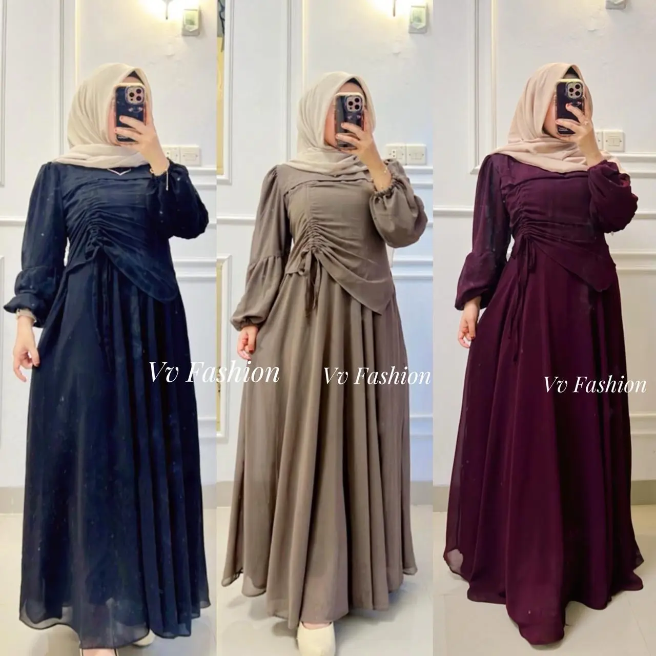 Camella Dress Busui Friendly Gamis Ceruty Babydoll By Vv Fashion