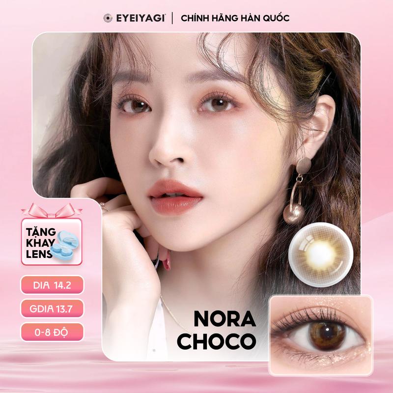 NORA CHOCO - Lens Hàn Quốc EYEIYAGI nâu ombre giãn nhẹ.