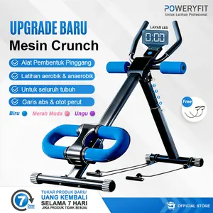 POWERYFIT ab Crunch Alat Latihan Perut Adjustable | Mesin Crunch dengan LCD | Alat Pembentuk Otot Perut, Lengan, Kaki, Pinggul | Alat Fitness Rumah Lengkap untuk Pria & Wanita Kirim dalam 24 jam