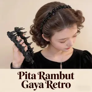 Headbands Bando Rambut Edgy dengan Paku & Manik | Aksesoris Rambut Anti Slip untuk Wanita Tampil beda dengan bando rambut edgy ini! Dihiasi paku dan manik berkilau, desain anti slip membuatnya nyaman dipakai seharian. Cocok untuk gaya kasual atau punk.