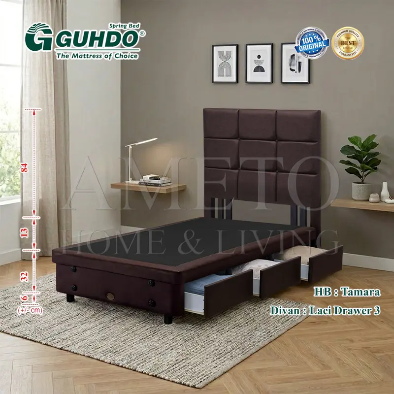 Guhdo Spring bed Divan Laci Drawer 3 + HB Prospine, Atlantic, Marina ...