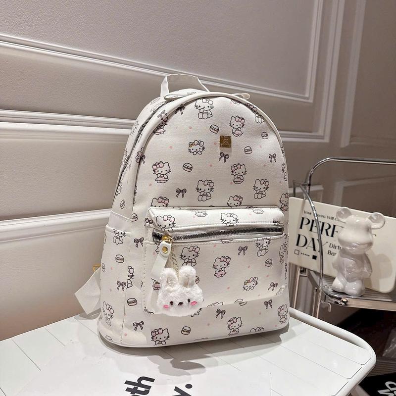Balo Da Thời Trang Đi Học Hello Kitty Vừa A4 Tặng Kèm Móc Treo Siêu Hot TN230