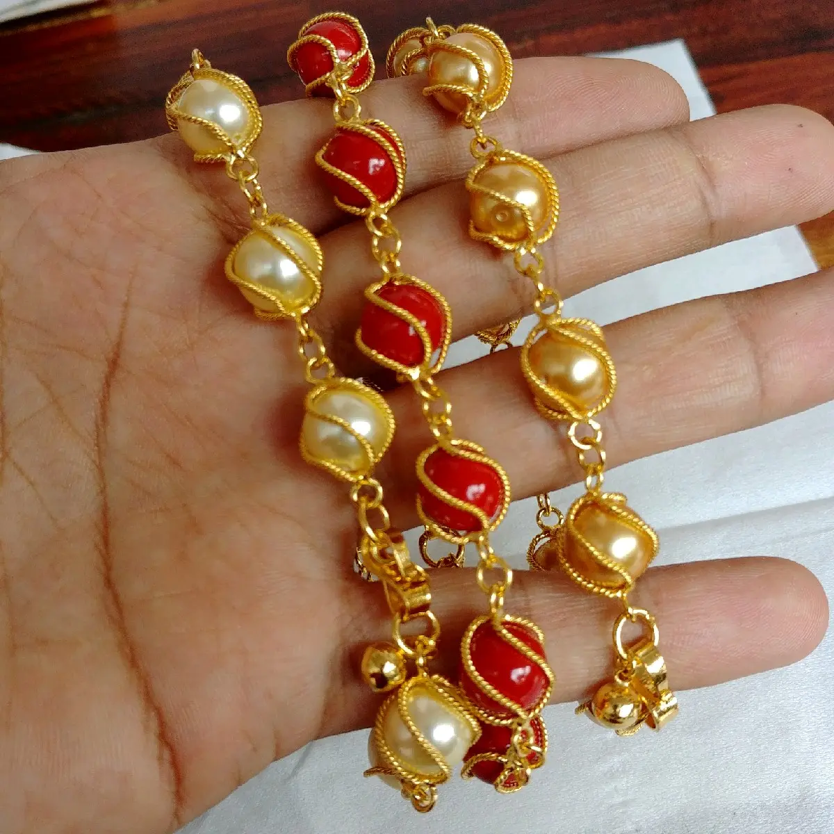 Gelang Mutiara Lilit Kurung Lapis Emas Goldplated