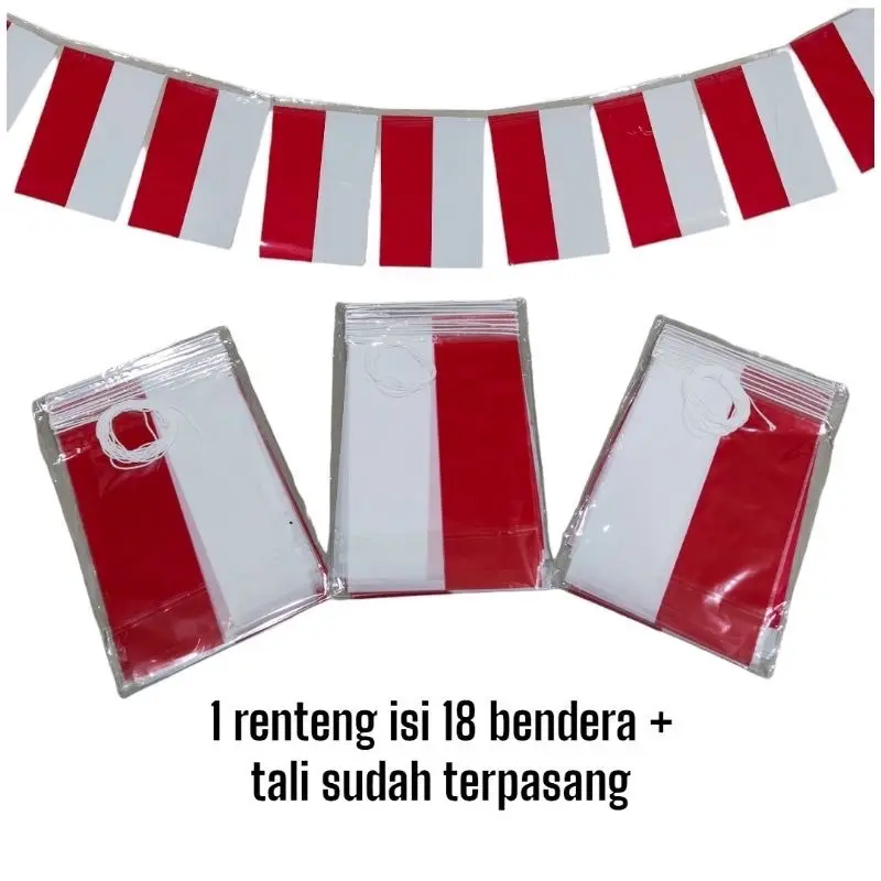 ￼Bendera plastik renteng / bendera plastik merah putih + tali