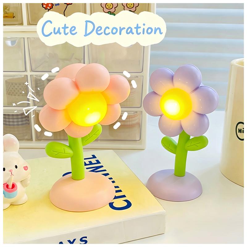 Đèn bàn LED nhỏ họa tiết hoa sáng tạo, đèn ngủ cạnh giường tiện dụng, món quà lễ hội dễ thương cho trẻ em