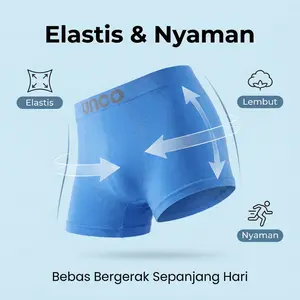 3/6/12pcs UNCO Celana Dalam Anak Laki-Laki 4-16 Tahun BB15-50kg Tanpa Jahitan Elastis Tinggi Nyaman untuk Olahraga Belajar dan Bermain 12 Warna Acak Fashion