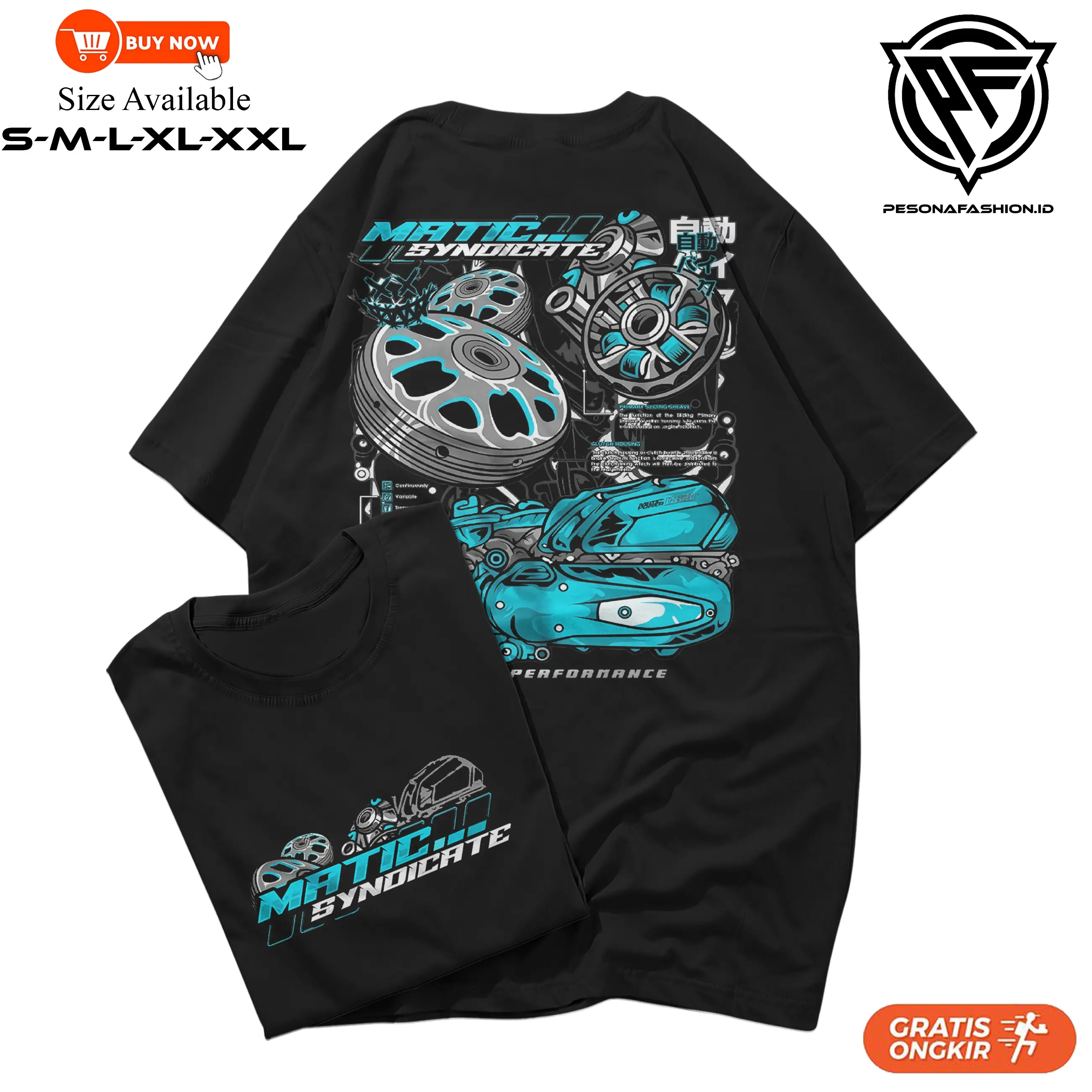 Kaos Racing Matic Syndicate Engine Performance Baju Distro Standar Kirian Motor Matic Gank Modification Tshirt Otomotif