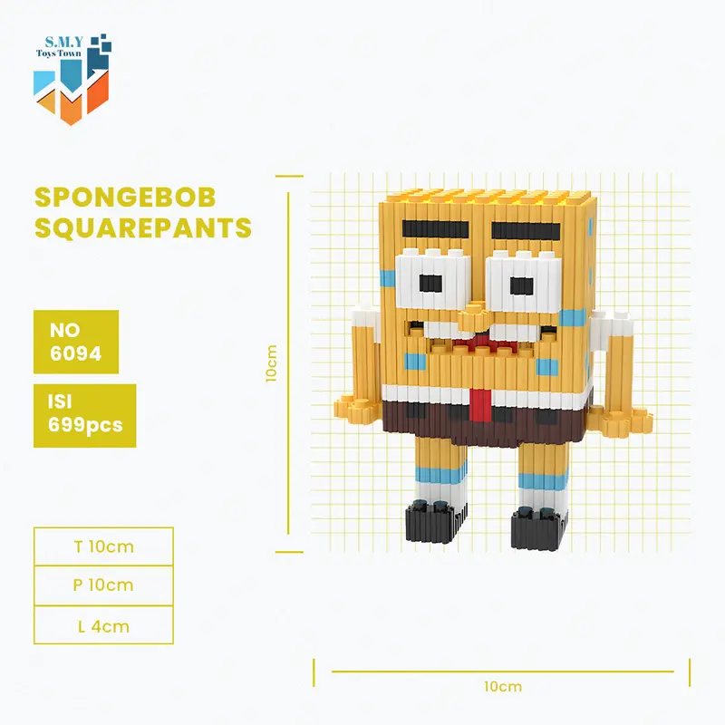 SMY Nano Blocks Spongebob Mainan Anak Mini Bricks Education Toys Balok Susun Puzzle Animasi 3D Model 2