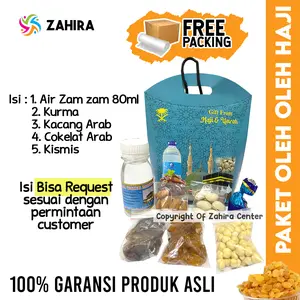 NEW PAKET SOUVENIR OLEH OLEH HAJI UMROH Premium Kemasan Tas Jinjing Air Zam Cokelat Kerikil Kismis Arab Gift