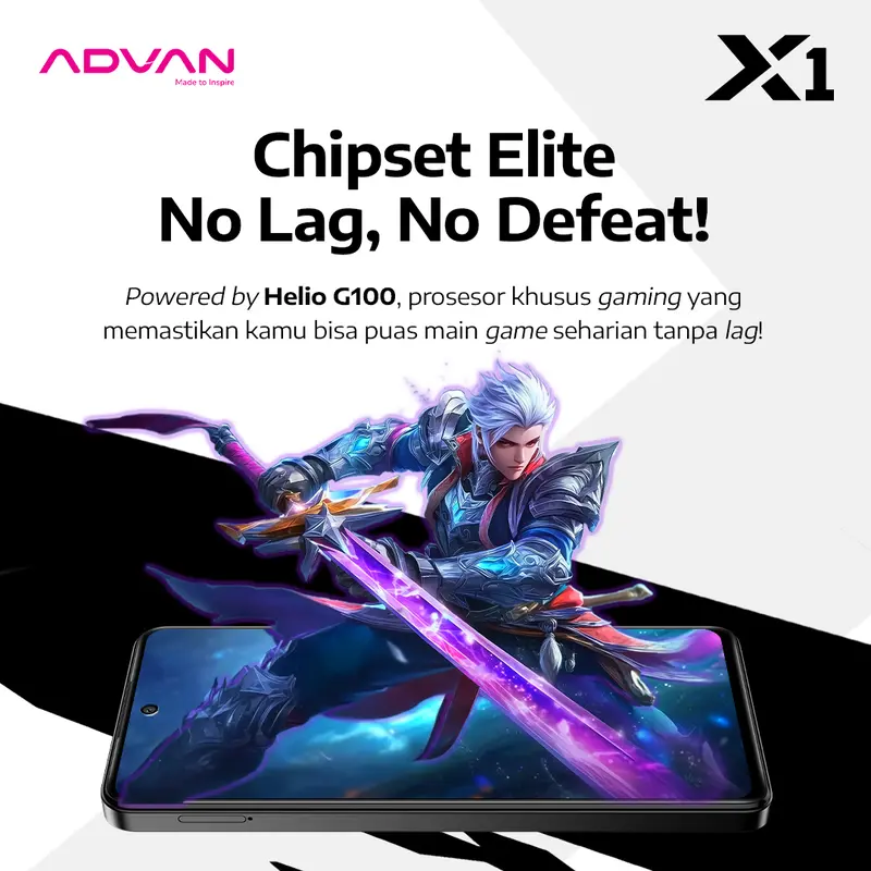 [Exclusive Baim Wong] ADVAN X1 Mediatek Helio G100 8GB+8GB/128GB High Refresh Rate 120Hz IPS FHD+ Sony 64MP Big Battery 5000mAh AI Camera UFS 2.2 NFC Fingerprint Android 14 Gaming Smartphone Handphone Fast Charging 2