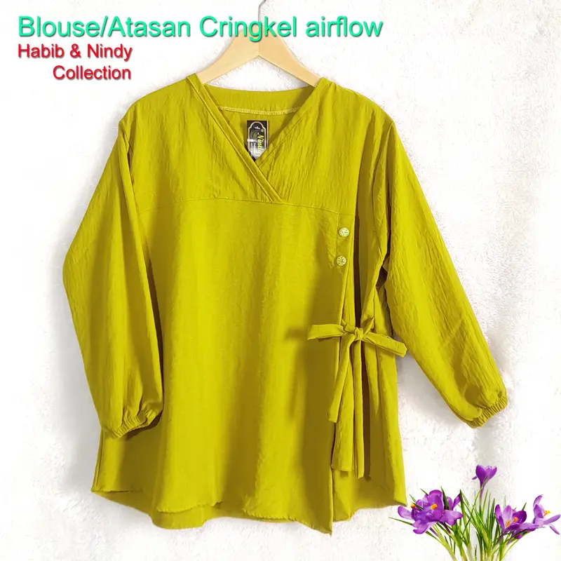 Pakaian wanita atasan blouse Cringkel airflow remaja dewasa model terbaru kekinian yang lagi viral Baju Cantik Simple Nyaman 6