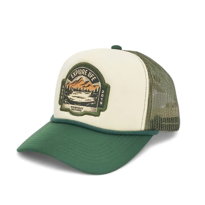 Wankbay Topi Trucker Plastisol Explore Life Green White Dewasa Corduroy Hat 7