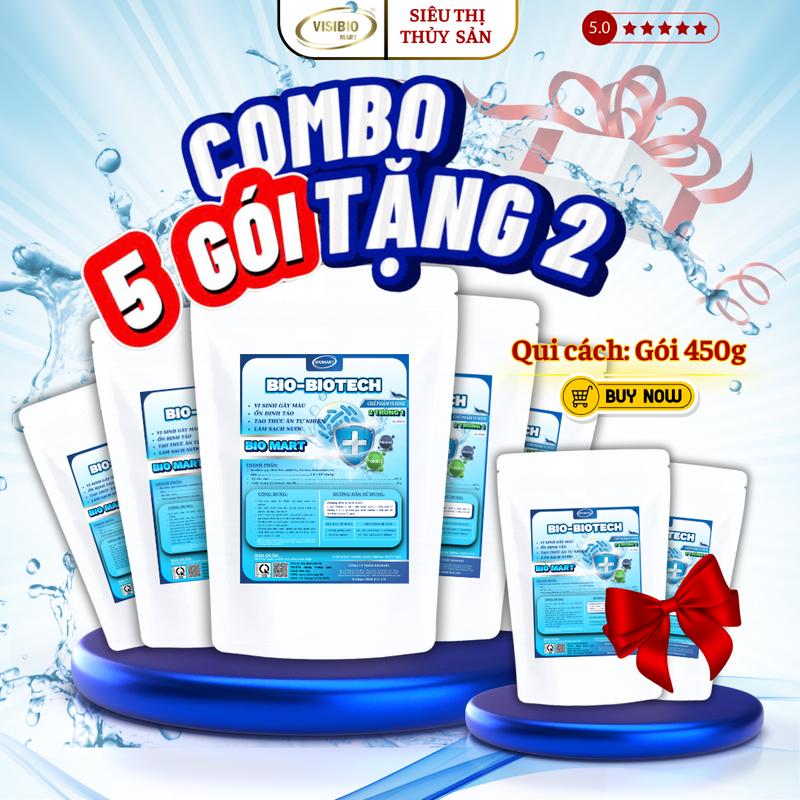  MEN VI SINH BIO BIOTECH BIOMART -  COMBO MUA 5 TẶNG 2  - VI SINH LÀM SẠCH NƯỚC - GIẢM KHÍ ĐỘC - GÂY MÀU – ỔN ĐỊNH TẢO – HỖ TRỢ  TẠO THỨC ĂN TỰ NHIÊN CHO TÔM CÁ - GÓI 450GR - SIÊU THỊ THỦY SẢN VISIBIO MART 