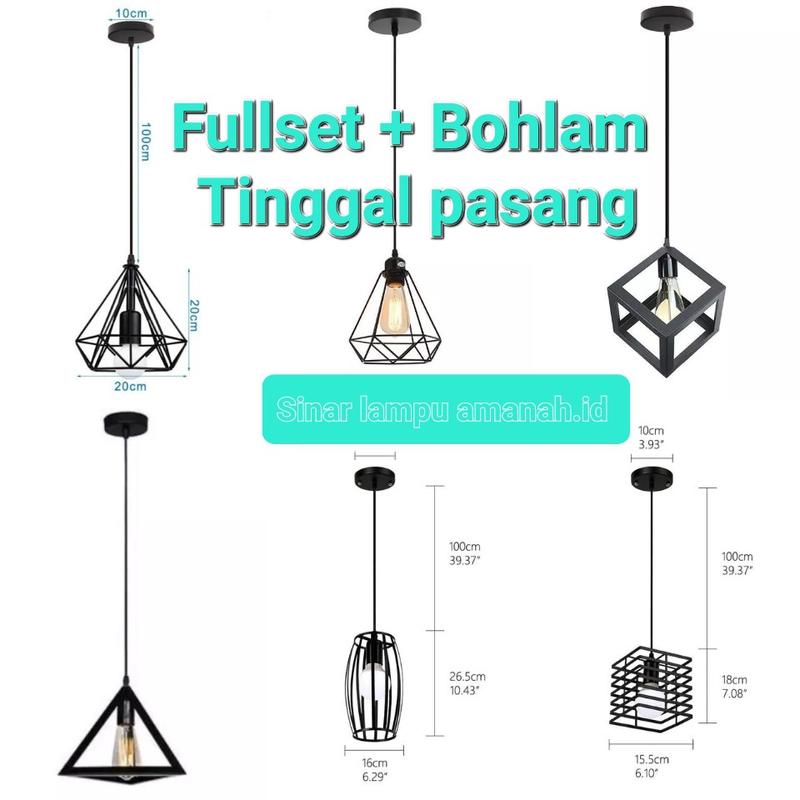 Product Introduction of Lampu Gantung 1 Set Tinggal Pasang 1 Cabang Minimalis / Lampu Hias Cafe / Rumah Dsb 1
