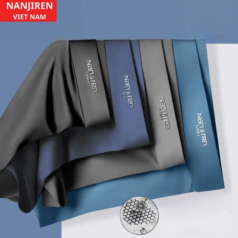 Hộp 4 Quần Sịp Nam Boxer Vải Thun Lạnh Cao Cấp Nanjiren (Che tên sản phẩm) Menswear Quần Boxer Quần Lót Nhung Thun - 1