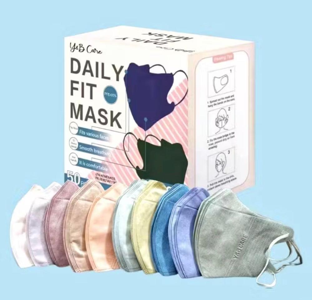 Masker Duckbill Y&B Care Mix Warna 3 Ply isi 50 Pcs Sudah Emboss