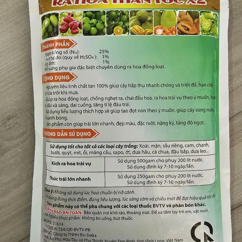 Phân bón lá RA HOA THẦN TỐC X2 1KG, kích bông đồng loạt, bông nhiều, mập nụ, hạn chế đen bông, chai đầu bông 1
