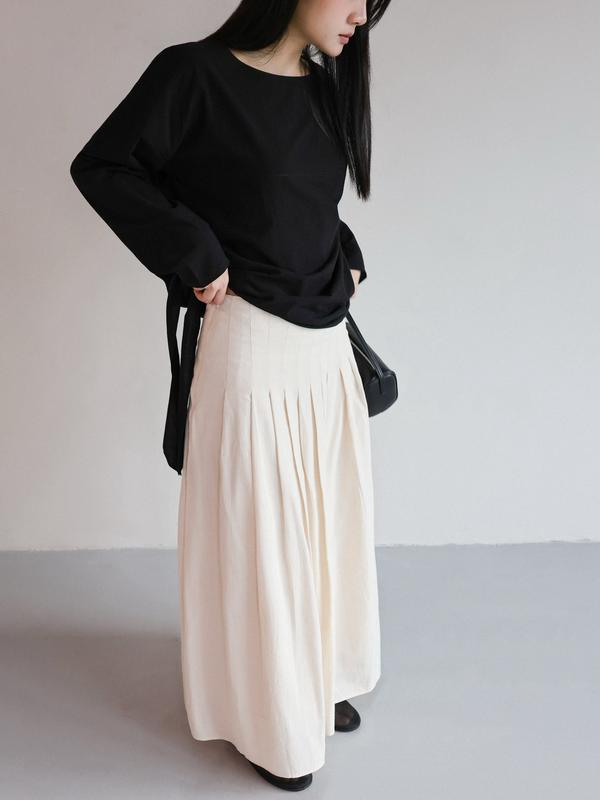 Chân váy linen form dài xếp ly SOMS | Waa Skirt