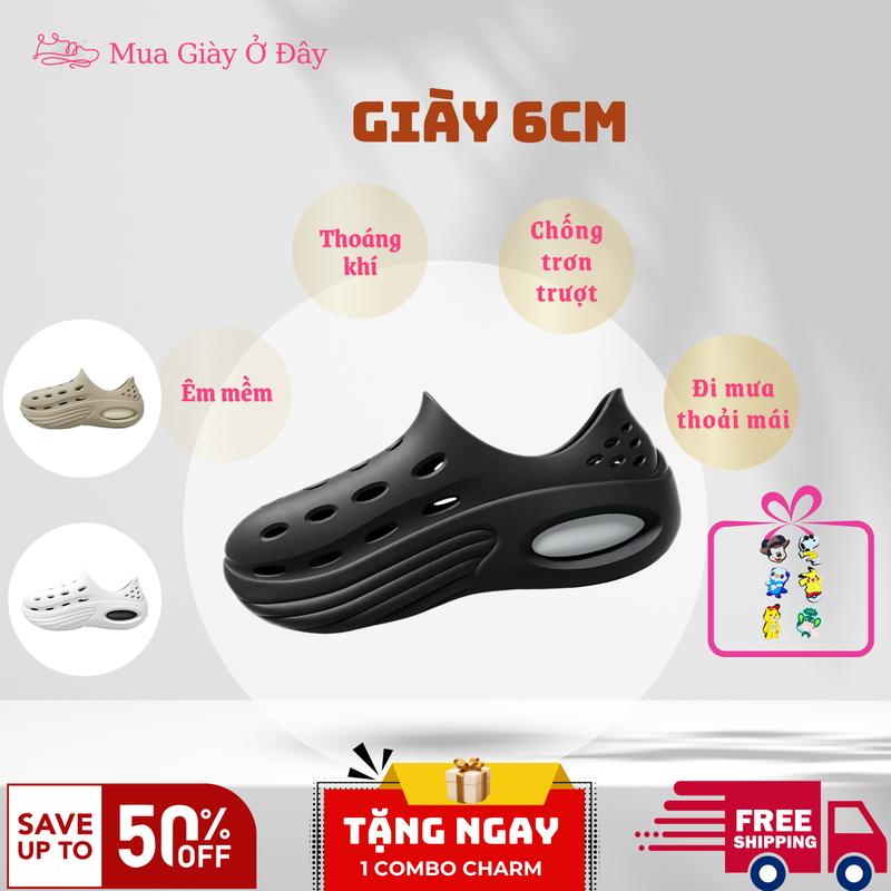 [Tặng Charm] Giày luchi 2025, giày nữ nam độn đế cao 6cm đế bằng, ôm chân thoáng khí không dây - Shoes, Sneaker Sandal DéP - Tết giày sandal, giày sục tếtl thoitrang thể