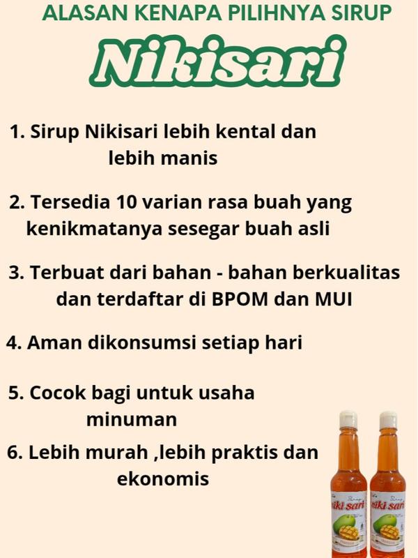 NIKISARI Sirup Aneka Rasa buah Kemasan pet 625ml ( botol plastik ) sesame  syrup 2