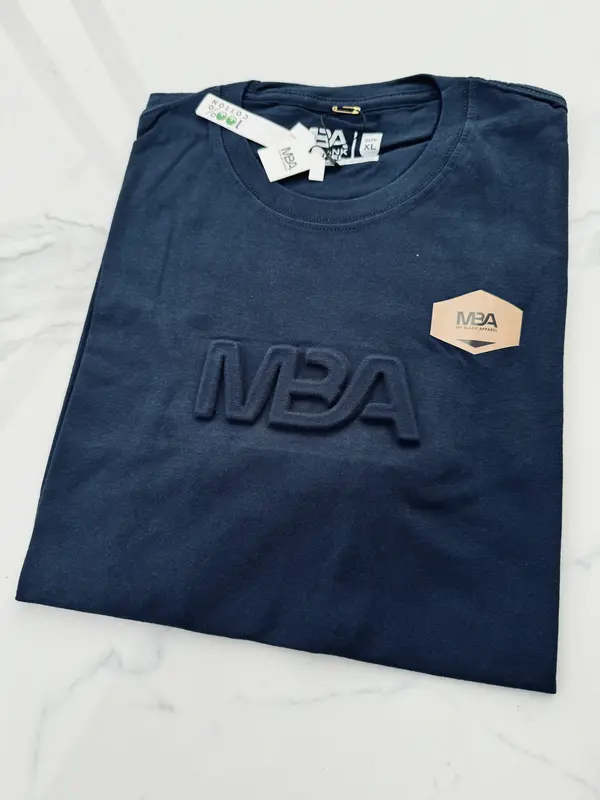 Kaos Embos Logo MBA 100% Cotton 24s / Baju Oblong Dewasa Pendek Pria Distro Keren Motif Casual Polos Simpel Santai / Atasan Tshirt Katun Combed Berkualitas Tinggi  Nyaman Unik Panjang 7