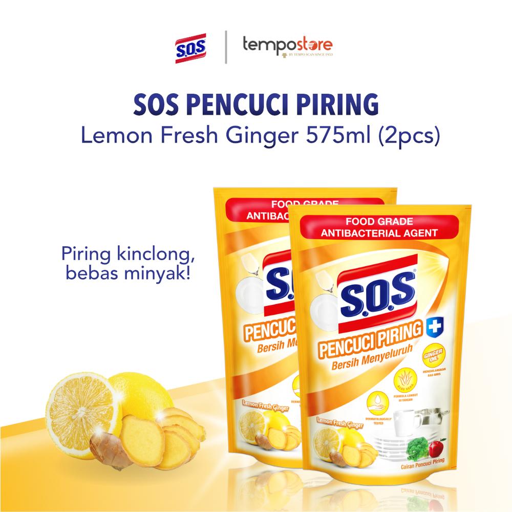SOS Sabun Cuci Piring Refill Isi Ulang 575ml Lemon Fresh x 2 [Exp : 05.2028]