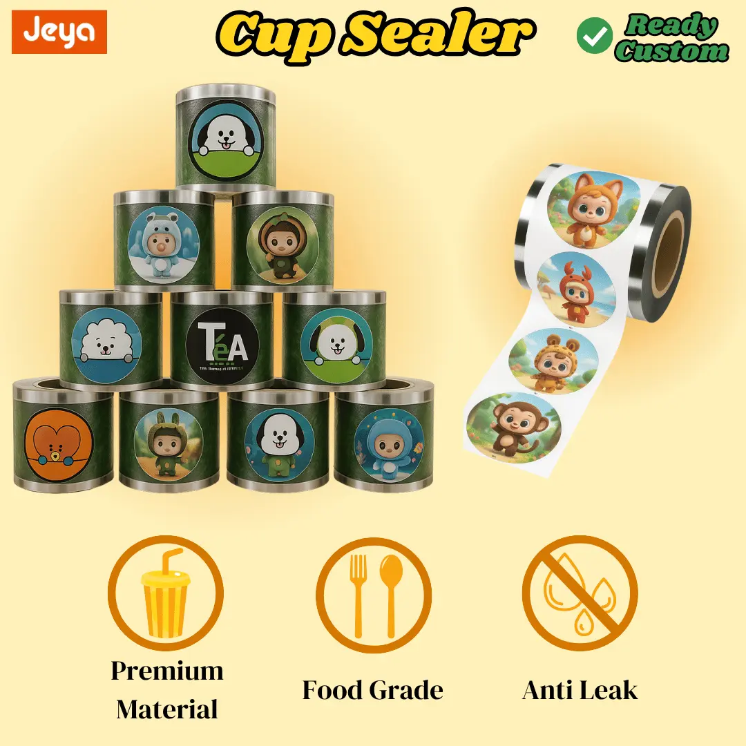 Isi [1000, 1200, 2000 Pcs] Tutup Segel Plastik / Cup Sealer Lid / Plastik Penutup Gelas Kopi Teh / Plastic Cup Sealer / Plastik Seal Cup / Cup Sealer Premium / Cup Sealer Roll - Bahan Premium