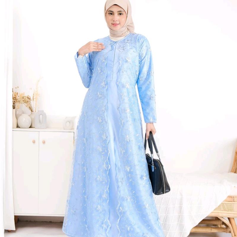 GAMIS PESTA BUSUI TERBARU / TERLARIS SIZE M-L-XL- XXL-STANDAR DAN JUMBO TANGAN FUL BURKAT ,BAHAN SATIN 3