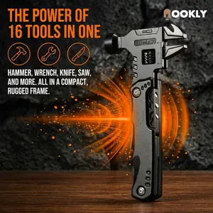 Nookly Kunci Tang Lipat Serbaguna untuk Outdoor, Emergency & Toolkit Mobil - Pisau, Tang, Obeng, Pembuka Botol - All in One